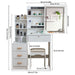 Vanity Set With LED Mirror, Storage Dressing Table & Cushioned Stool - Cream White Home Essentials