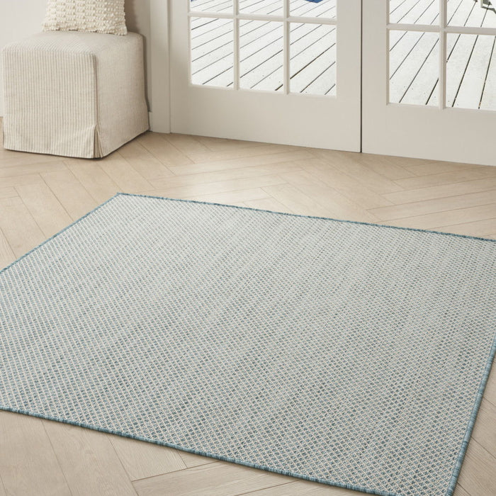 5' Square Geometric Power Loom Area Rug - Blue