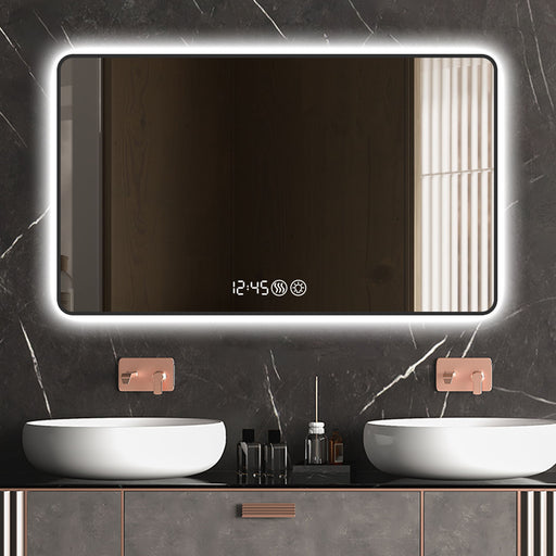 Wall Mirror With Rounded Corners, Temperature Display, Tri-Color Light, Defogging Daily Nest