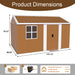 Storage Shed With Windows, Lockable Door & Ventilation For Backyard Tool Organization - Brown Home Essentials