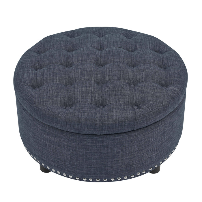 Tufted Storage Ottoman With Upholstery Home Essentials
