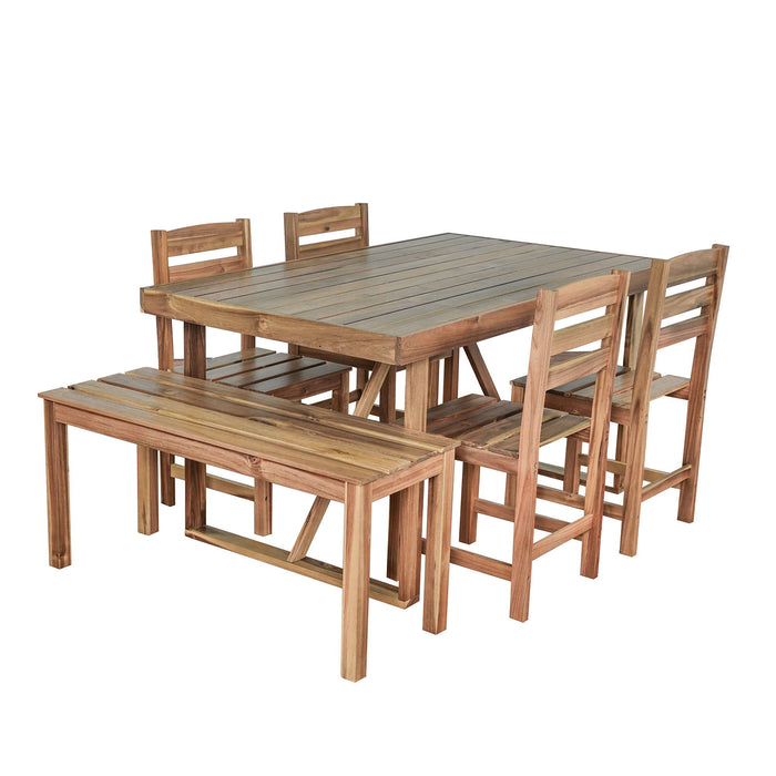 U_Style High - Quality Acacia Wood Outdoor Table And Chair Set, Suitable For Patio, Balcony, Backyard - Natural Wood