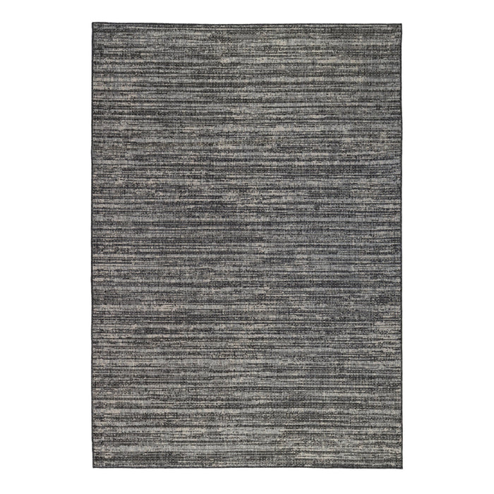 2' X 3' Striped Stain Resistant Outdoor / Indoor Area Rug - Brown / Ivory