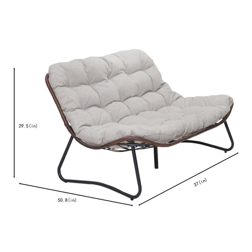 Patio Loveseat Sofa With Extra Thick Tufted Cushion - Brown Home Essentials