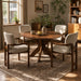 5 Piece Indoor Dining Set, Round Table & 4 Brown Arm Chairs - Beige / Brown / Cherry Noble House