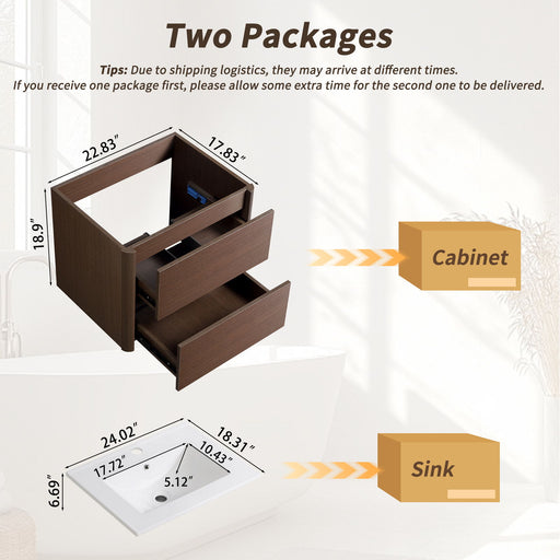 Wall Mounted Floating Bathroom Vanity With Sink And Cabinet Home Essentials