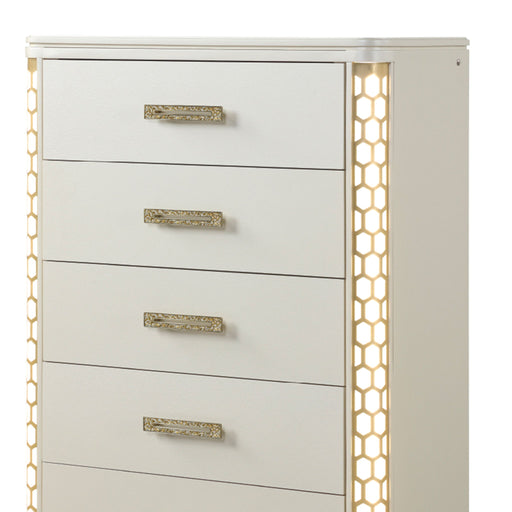 Jasmine - 5 Drawer Chest With Side LED Lightning - Beige Matrix Furniture Group