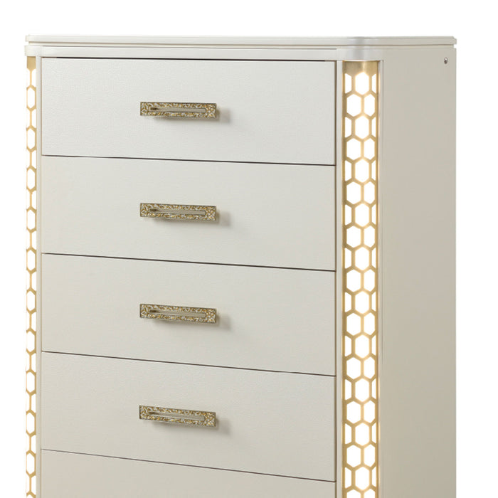 Jasmine - 5 Drawer Chest With Side LED Lightning - Beige Matrix Furniture Group