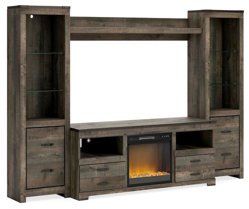 Trinell - 4-Piece Entertainment Center With 63" TV Stand And Glass/Stone Fireplace Insert - Brown Signature Design by Ashley®