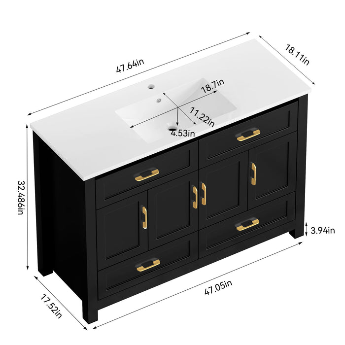 Bathroom Vanity With Sink Combo, 4 Soft Close Doors And 4 Drawers Home Essentials