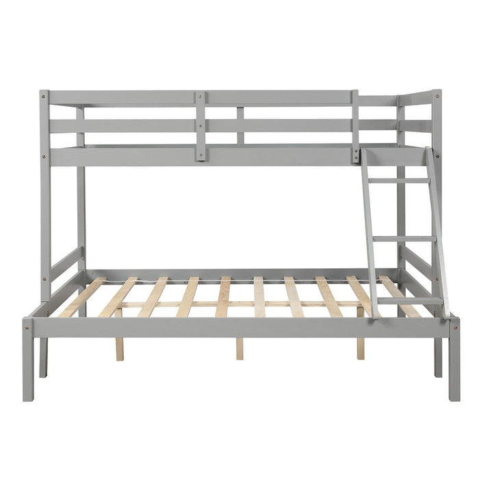 Twin Size Full Size Bunk Bed - Gray