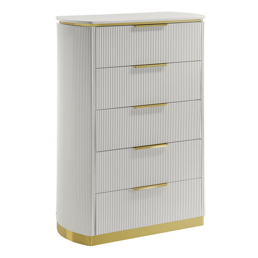 Giovanni - 5 Drawer Chest - White Matrix Furniture Group