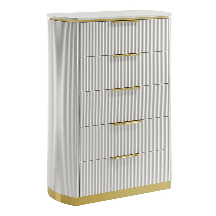 Giovanni - 5 Drawer Chest - White Matrix Furniture Group