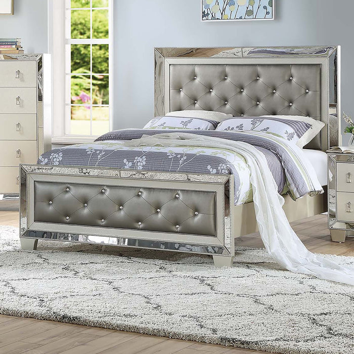 Glamorous Tufted Headboard Bed With Mirror Trim Home Essentials