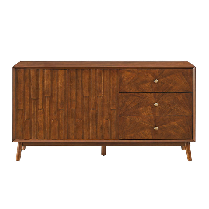 TV Stand With Storage, Entertainment Center, 3 Drawers And 2 Doors For Living Room - Walnut Home Essentials