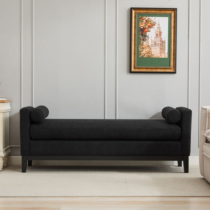Upholstered End Of Bed Bench With Arms & 2 Bolsters For Bedroom Home Essentials