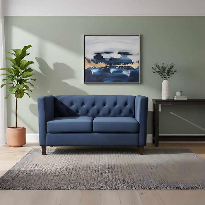 Button Tufted Loveseat, 2 Seater With Square Arm Couch For Living Room US Pride