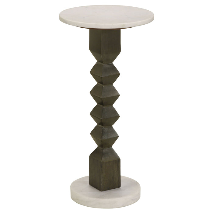 Selena - Round Side Table - White / Gray