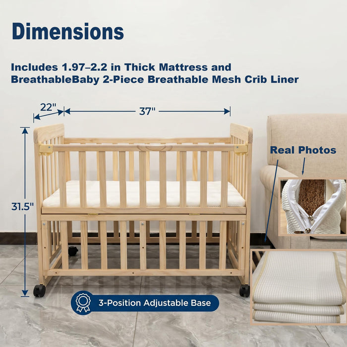 Portable Pne Bedside Bassinet, Crib With 3 Adjustable Heights, Compact Design - White Home Essentials