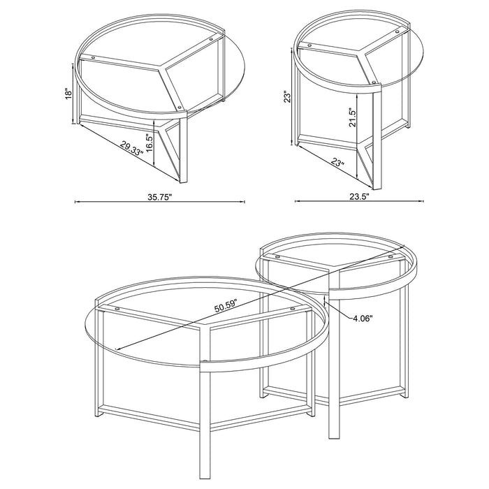 Kaylie - 2 Piece Nesting Coffee Table Set Furniture Max