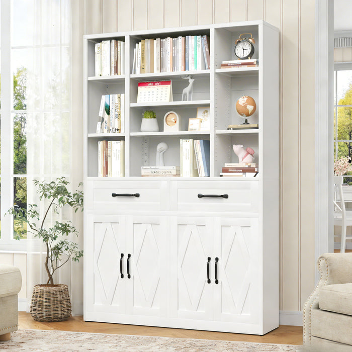 Industrial Bookcase Tall With Adjustable Shelves, Drawers & Doors Home Essentials