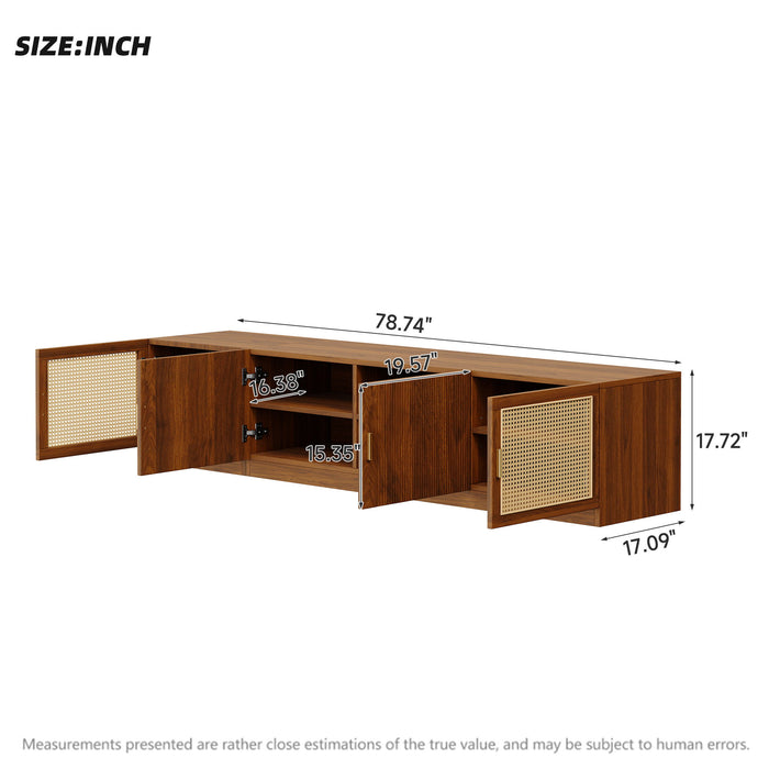 78" TV Stand For TVs Up To 85", Media Console, Adjustable Shelves - Walnut Hearth and Haven
