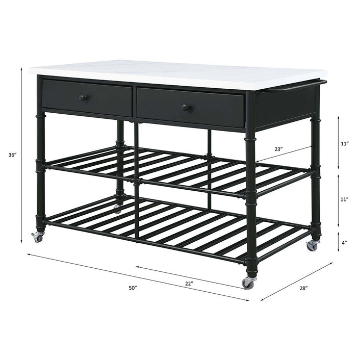 Emery - Kitchen Island - White Cultured Marble Top & Gray ACME