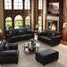 Upholstered Sofa With Nailhead Trim, Rolled Armrests With Ottoman Home Essentials
