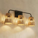 Moonlit - 3 Lights Wall Sconce With Shade, Bathroom Lighting Fixtures Over Mirror - Black / Rattan Ashcroft Furniture