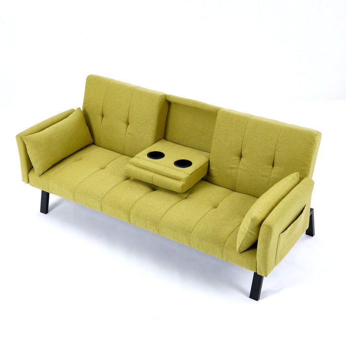 Sofa Bed With Foldable Design And Cup Holder - Green Home Essentials