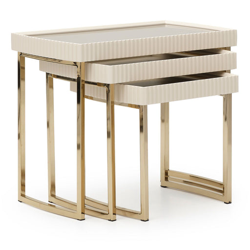 Lisbon - Nesting Tables (Set of 3) - Silken Matte Cream Michael Amini