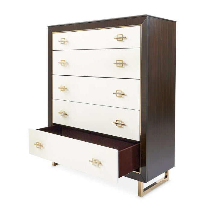 Belmont Place - 5-Drawer Chest - White / Dark Brown