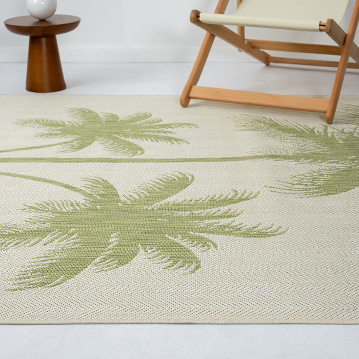 8' X 10' Floral Outdoor / Indoor Area Rug - Beige