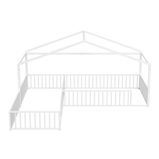 L-Shaped Montessori Bed For 2 Kids With Partitioned Fence Hearth and Haven
