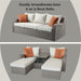 Salena - Patio Sofa With 2 Pillows & 2 Ottomans - Beige Fabric & Gray Wicker ACME