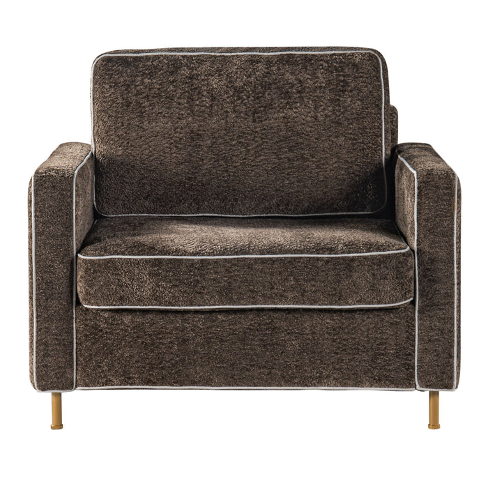 Accent Chair Upholstered Single Sofa With Square Arms, Sewn Pillow Back For Living Room Noble House