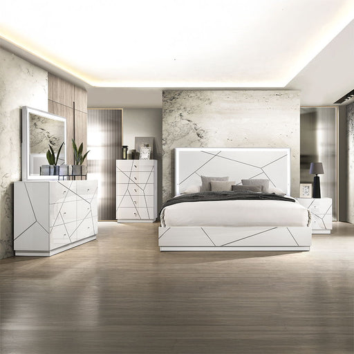 Esther - Mirror With LED - White / Silver ACME