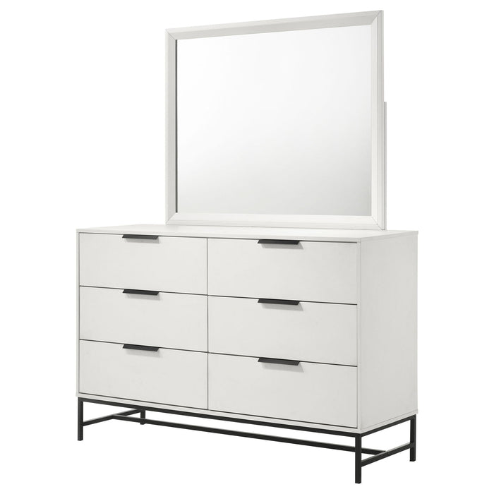 Taraval - 6 Drawer Dresser With Mirror - White Furniture Max