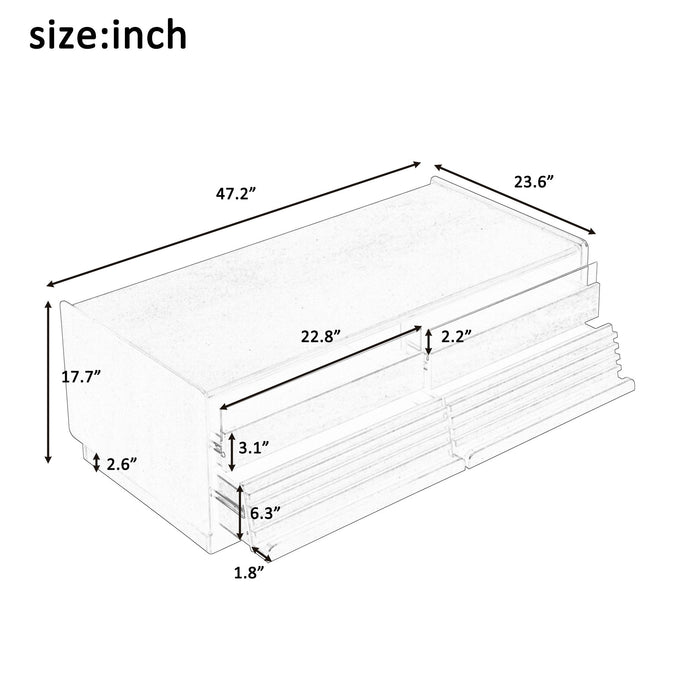 Modern Rectangle Coffee Table With 4 Drawers And 2 Display Shelves
