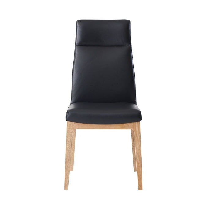 Raquan - Side Chair Set of 2) - Black Leather & Walnut