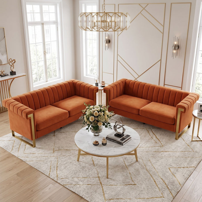 2 Piece Sofa Set With Tufted Back And Deep Seating Home Essentials