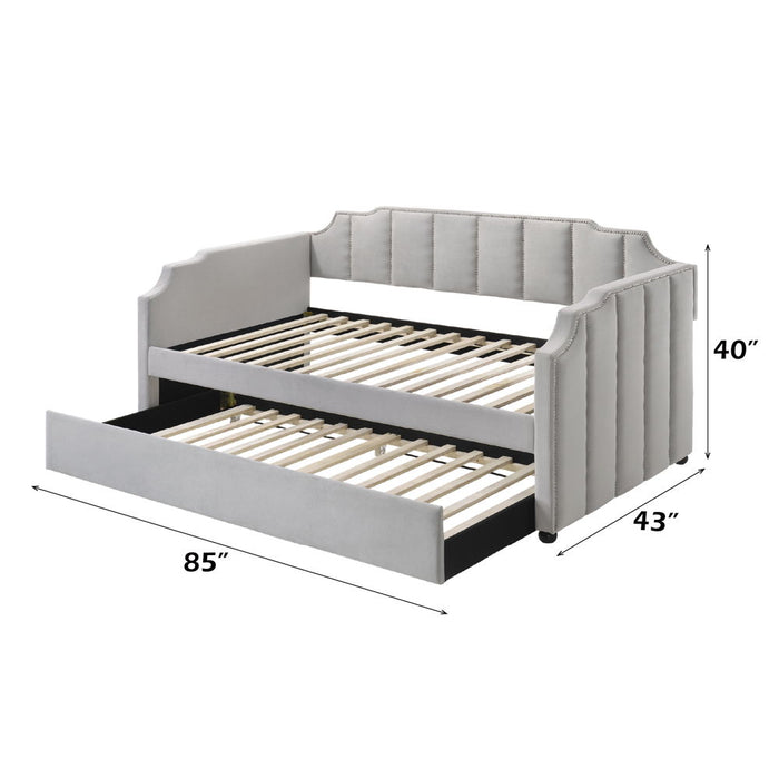 Peridot - Twin Daybed With Trundle - Dove Gray Velvet ACME