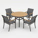 Gray Aluminum Patio Dining Set With Textilene Chairs, 5 Piece All Weather Round Table And 4 Seater For Garden, Deck, Or Porch Home Essentials