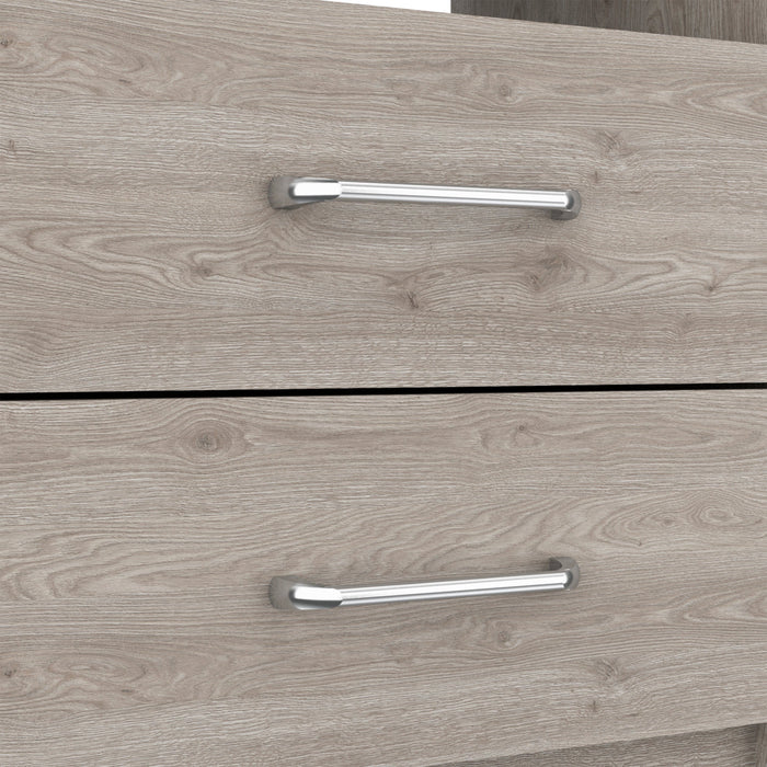 16" x 12.9" x 19.9" Two Drawer Faux Wood Nightstand - Gray