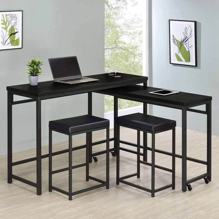 Klekner - 4 Piece Counter Height Table Set With Nesting Tables And Backless Stools - Charcoal Furniture Max