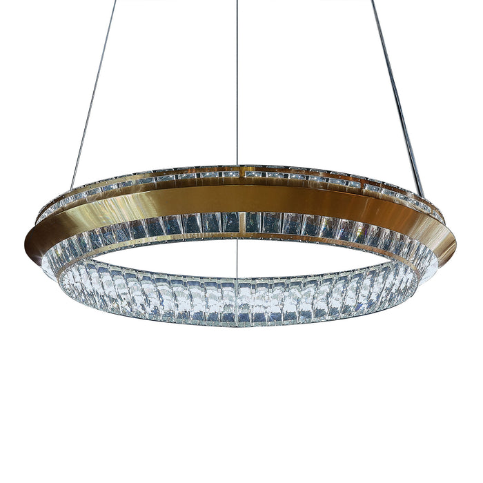 Michael Amini Lighting - Base Camp Round 31" Crystal LED Chandelier - Gold Michael Amini