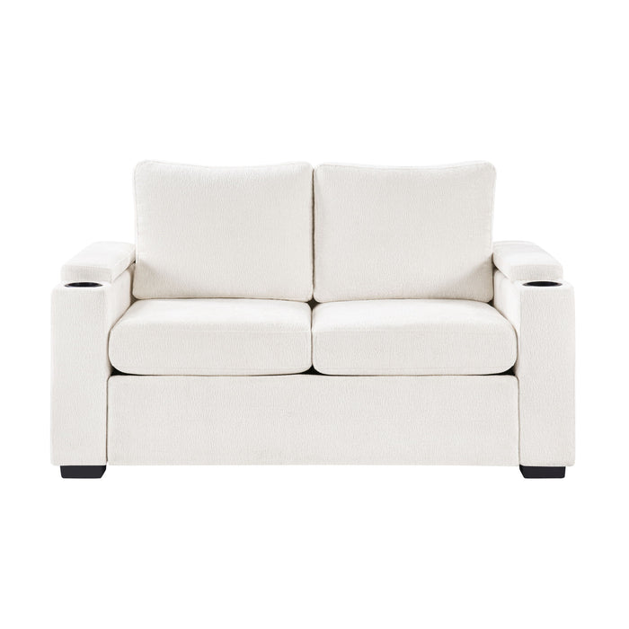 Pull Out Sofa Bed Loveseat With Twin Mattress, Cup Holders And Arm Storage Hearth and Haven