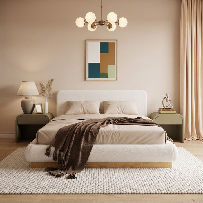 Upholstered Platform Bed Frame, No Box Spring Required Noble House
