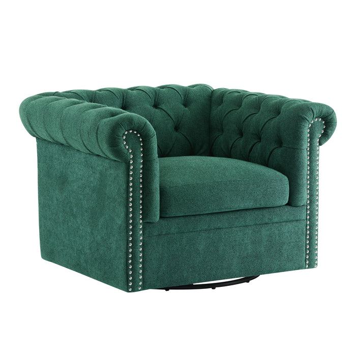 Chesterfield Style Swivel Club Chair With Button Tufted