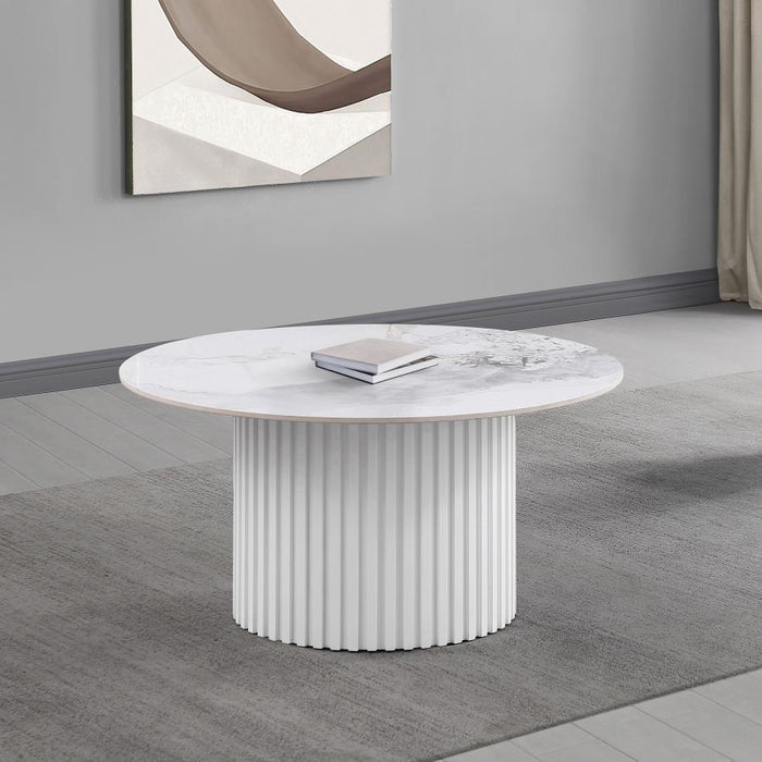 Rowena - Coffee Table Base, Box 2 of 2 - White Faux Marble